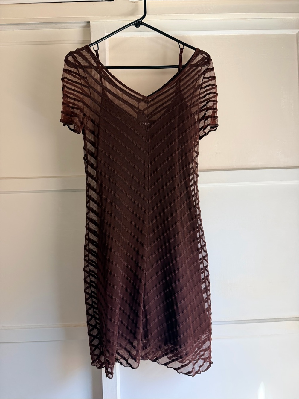 Vivienne Tam Womenβs Sheer Mesh Brown Shift Dress